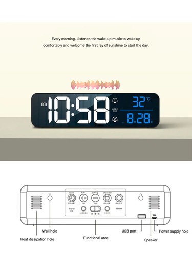 Monozone Hd Led Ekranlı Aynalı Elektronik Saat Dekoratif Aksesuar
