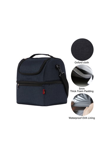 Symbee İki Bölmeli Siyah Soğutma Çantası, Yeme-içeği Ayrımı, Oxford Kumaş Isı Yalıtımı, Piknik-kamp Çantası Siyah