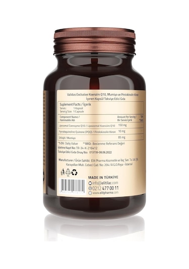 Validus Exclusive Liposomal Coenzyme Q10 + Pqq + Shilajit 30 Kapsül