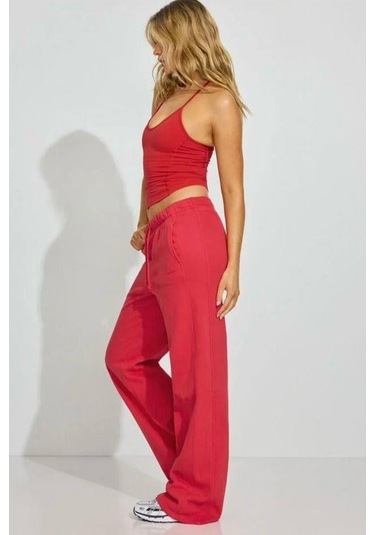 Madmext Kırmızı Bol Paça Kadın Eşofman Altı Mg2279 Kırmızı