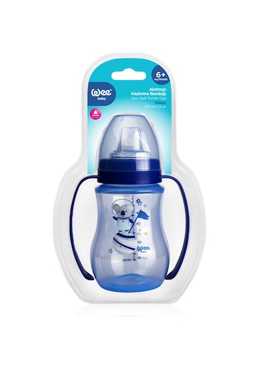 Wee Baby Kulplu Antikolik Akıtmaz Alıştırma Bardağı 250 ML Mavi