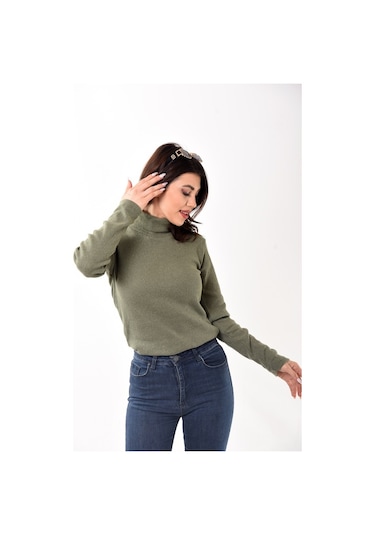 Kadın Balıkçı Yaka Boğazlı Slim Fit Kazak