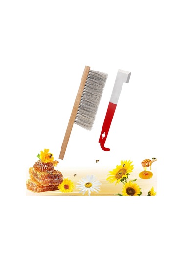 Xurunkeji Arıcılık İçin Arı Kovanı Aleti - J Kancası Ve Doğal At Kılı Arı Fırçası, Arı Kovanı Fırçası Arı Çerçevesi Kaldırıcı Ve Kazıyıcı