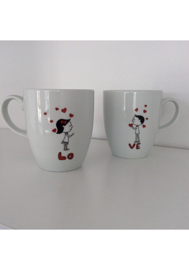 Love Porselen Kupa Sevgiliye Hediye Çok Renkli
