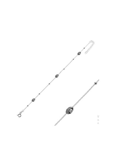 925 Ayar Gümüş Tekli Mekik Nazar Boncuğu Bileklik Gümüş