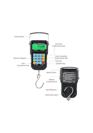 110lb/50kg Balık Terazisi Arkadan Aydınlatmalı Lcd Taşınabilir Elektronik Kanca Ölçek Avcılık İçin Ölçüm Bandı Cetveli İle Balıkçılık