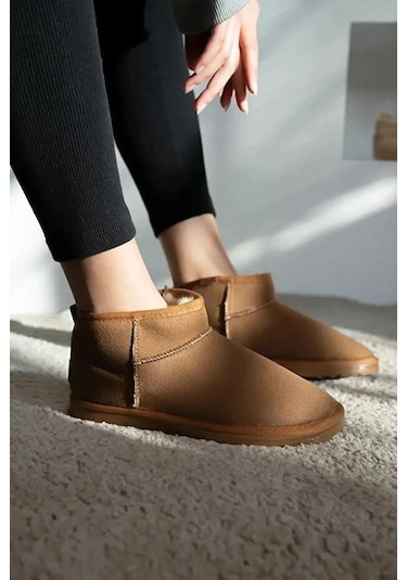 Pierre Cardin 52126 Süet İçi Kürklü Mini Boy Bilekte Kısa Kadın Bot Taba