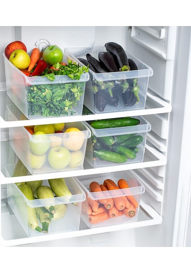 Porsima 3185 4lü 8 Litre Dolap Içi Ve Buzdolabı Içi Düzenleyici Banyo Mutfak Organizeri 20x32x7 Cm Şeffaf