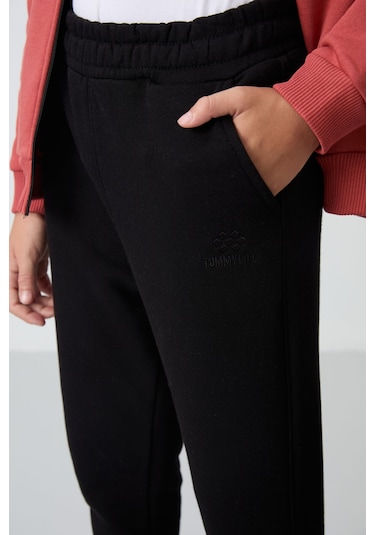 Tommy Life Kiremit-siyah Pamuklu Kalın İçi Tüylü Yumuşak Dokulu Standart Fit Nakışlı Erkek Çocuk Eşofman Takım Kiremit