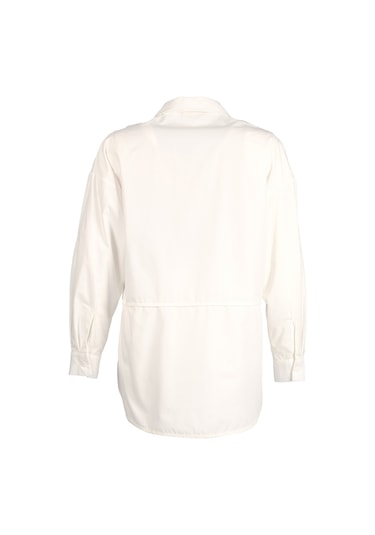 Ysatis Minimalist Oversize Uzun Kol Gömlek Yaka Kadın Gömlek Beyaz