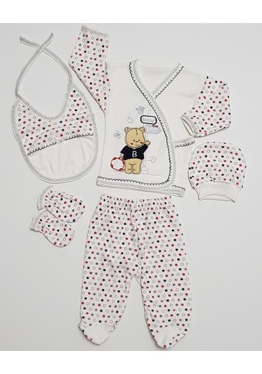 We Bombinoo 5li Zıbın Seti Ayıcık Nakışlı Hastane Çıkışı Çok Renkli