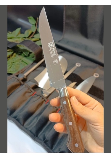 Ahşap El Yapımı Kılıflı Sürmene Şef Bıçakları Seti Et, Ekmek, Sebze, Mutfak, Kurban Şeflik Seti Hadn Çok Renkli