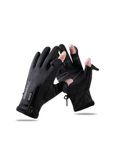 Pazly Kışlık Su Geçirmez Rüzgar Koruyucu Eldiven - Dokunmatik Ekran Uyumlu Sıcak Tutan Siyah Eldiven, M