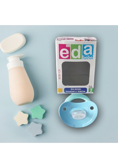 Eda Bebe Lüx Silikon Damaklı Emzik 3'lü Eko Set - 6-18 Ay -3 Renk Çok Renkli
