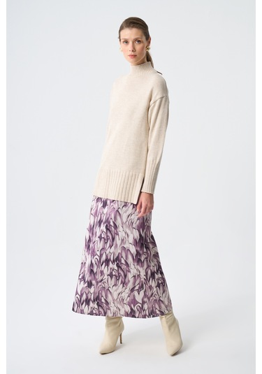 Elips Desenli Saten Desenli Etek 001