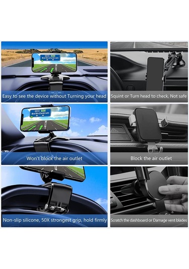 Araç 360 Derece Döndürme Dashboard Cep Telefonu Tutucu Araba İçin Sabitleme Kıskacı Standı 4 İla 7 Inç Akıllı Telefonlar İçin Uygun