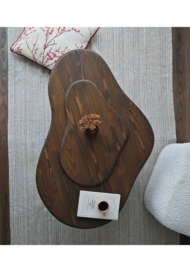 Meltedi Masif Ağaç Tasarım Orta Sehpa 96 X 65cm Ceviz