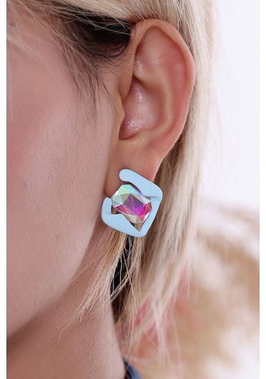 Bhs Life 925 Ayar Gümüş Kristal Taşlı Küpe Krem