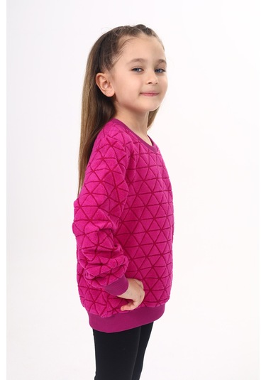 Toontoy Unisex Çocuk Nakışlı Sweatshirt Mürdüm