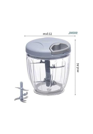 Ankatek Sarımsak Chopper 500/900ml, Mavi, Manüel Sebze Kesici, Döndürme Dilimleme Mavi Mavi
