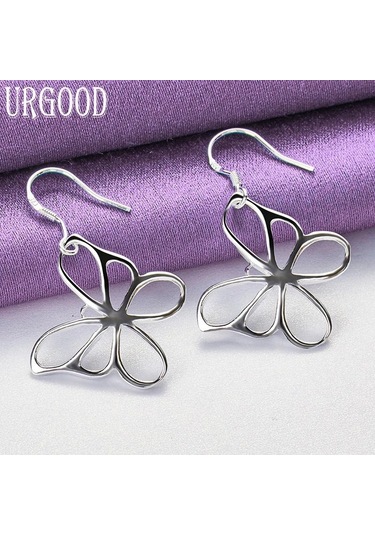 925 Ayar Gümüş Kelebek Kolye Küpe Moda Takı