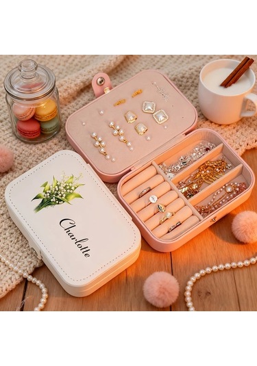 Willowhaven Kişiselleştirilmiş Doğum Çiçeği Mücevher Kutusu, Büyük Kapasiteli Pembe Eylül Yüzük Kutusu, Gelin Hediyesi