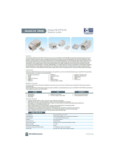 Hcs J6E-00873 8P8C Rj-45 Utp Keystone Jack Cat 6E 24 Adet