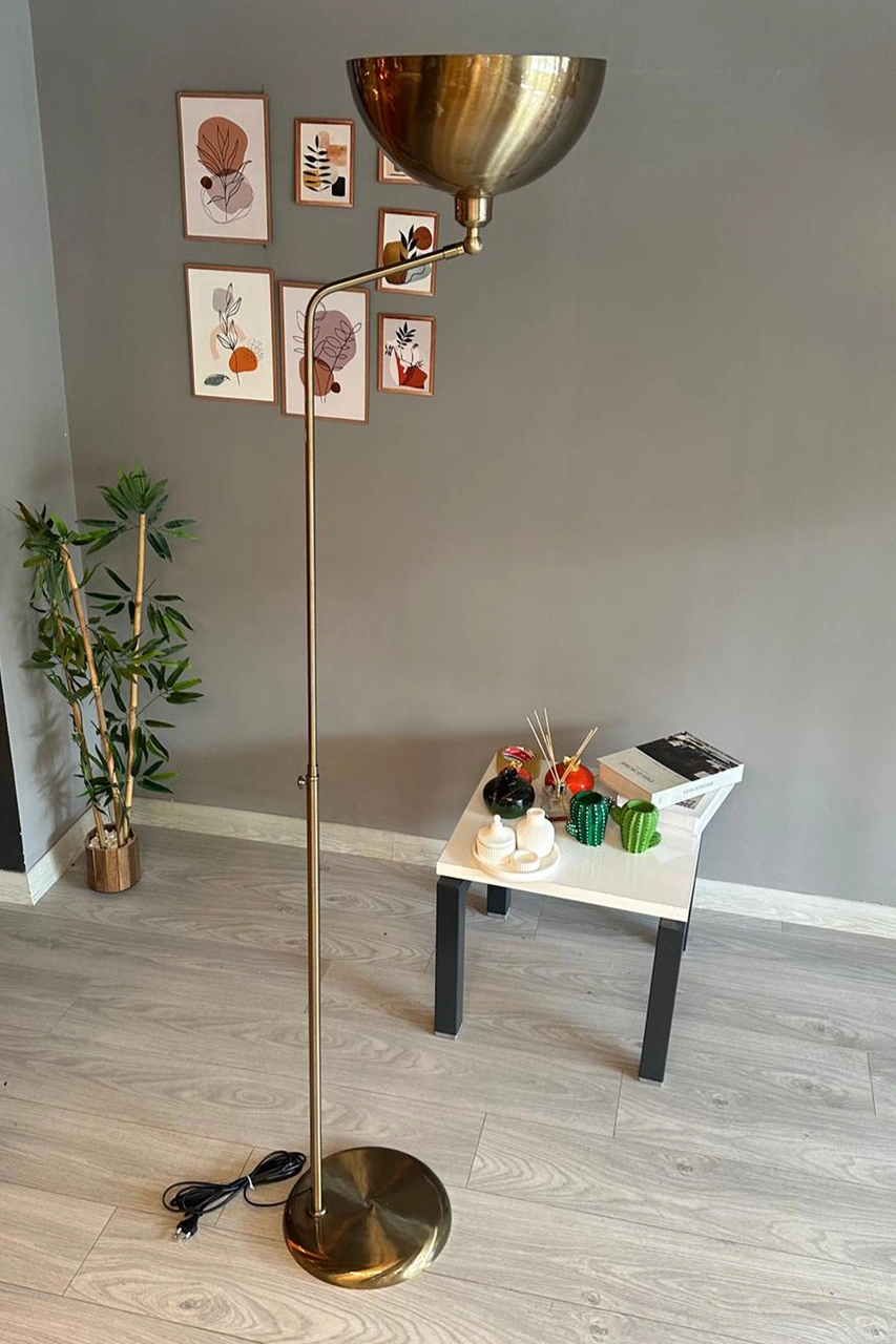 Lambader Hareketli Başlık Modern Dekoratif Metal Oturma Odası Çalışma Odası Zemin Lambası Eskitme