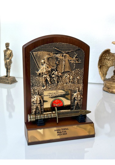 Askeri Birliklere Özel Hizmet Anısı Plaketi Bıçaklı Kahverengi