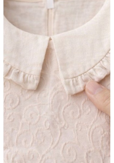 Baby Corner Fırfırlı Bebe Yaka Kız Bebek Elbise Bej