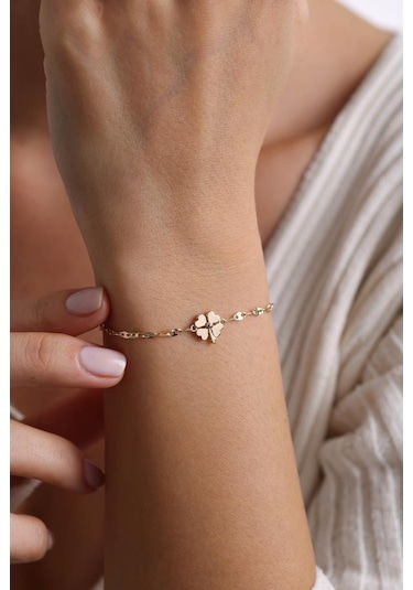 14 Ayar Altın Yonca Bileklik Ekm4841 Sarı Altın