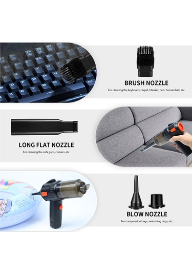 Jeehugo Kablosuz El Tipi Süpürge, 6000pa Güçlü Emme, 120w, 2000mah Pil, Araç Ve Ev Kullanıma Uygun, Işık Özelliğiyle