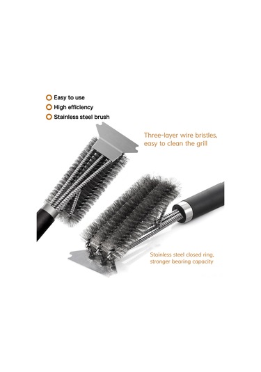 Xiyyadms Üç Kafa Çelik Tırnaklı Grill Temizleme Fırça, Bbq Izlerini Kaldırır, Eldivenli Kolu Ve Saklama Kanca İle Dayanıklı Isıya Dayanıklı Alet Çok Renkli