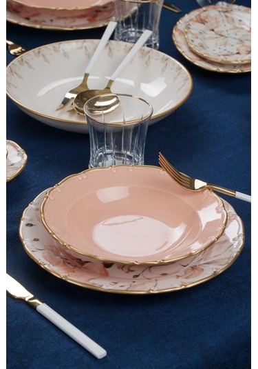 Acar Mari Gold 6 Kişilik 29 Parça Porselen Yemek Takımı Altın