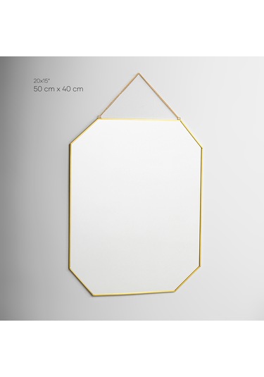 Ayna Duvar Askılı Sekizgen Geometrik 50x40cm Gold