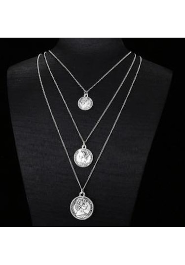 Saatcaddesi Pigado Metal 3 Lü Elizabet Sikke Kolye Seti