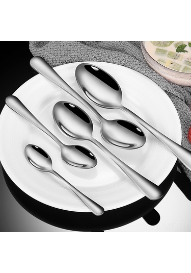 Mufunye 410 Çelik Malzeme 5 Numara Uçlu Kaşık - Bal, Kahve Karıştırma Ve Tatlı Servisi İçin Pratik Ev Gereci Diğer