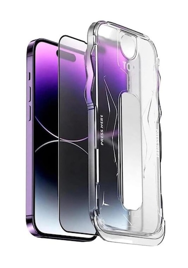 Apple Uyumlu   iPhone 16 Kolay Uygulama Aparatlı 9h Hd Temperli Cam Ekran