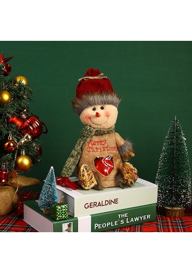 Noel Arifesi Elma Hediye Çantası Paketleme-oturan Kardan Adam