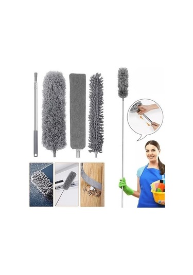 Büro Ev Ofis Yazlık Hijyeni İçin 3parça Uzayan Paspas Toz Alma Püskülü Temizlik Mop Seti