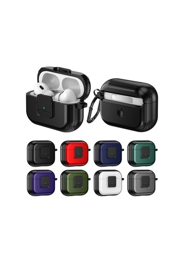Airpods Uyumlu 3 Tpu + Pc Kablosuz Kulaklık Kılıfı İçin Manyetik Anahtarlı Kırmızı
