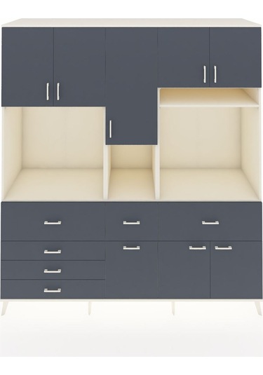 Kronos Dolap 10 Raflı 6 Çekmeceli 8 Kapaklı 220x59x243 Aytaşı-antrasit/antrasit Antrasıt/antrasıt