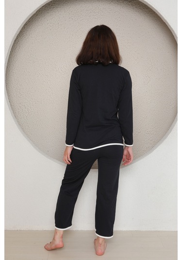 Fames Pijama Yazlik Penye Kadin Pijama Takim Lacivert