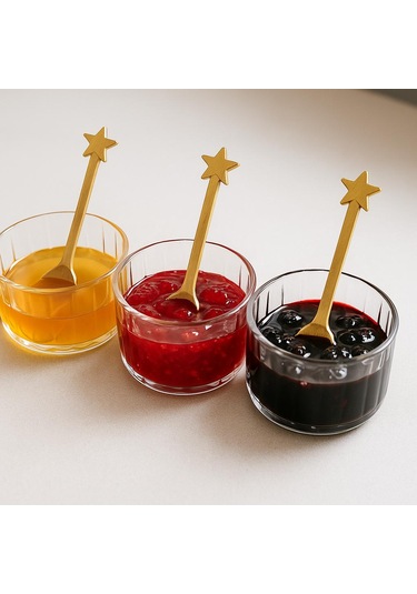 3 Parca Bambu Kasıklı Borosılıkat Cam Recellık-90 X 60 Mm Beyaz