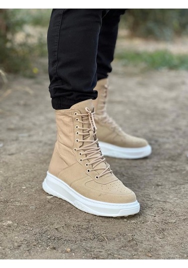 Wagoon Wg012 Bej Süet Uzun Bağcıklı Bot Çok Renkli