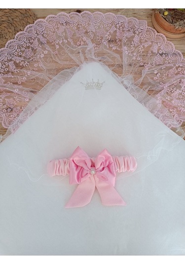 Dantelli Kız Bebek Battaniyesi Mevlütlük Hastane Çıkışı Yenidoğan %100 Pamuklu Organik Uyku Kundağı Pembe