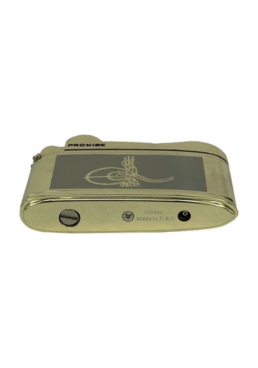 Osmanlı Tuğralı Gazlı Çakmak Altın Renk Sarı