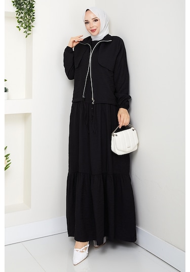 Milda Ceket Elbise İkili Takım 1579 - Siyah Siyah