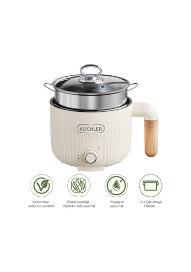 Kochler jj18b-2 600 W 1.6 L Buharlı Ve Yağda Pişirme Özellikli Elektrikli Tencere