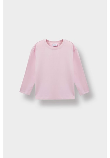 Defacto Kız Bebek Bisiklet Yaka Uzun Kollu Tişört E8355a525aupn648 Pembe